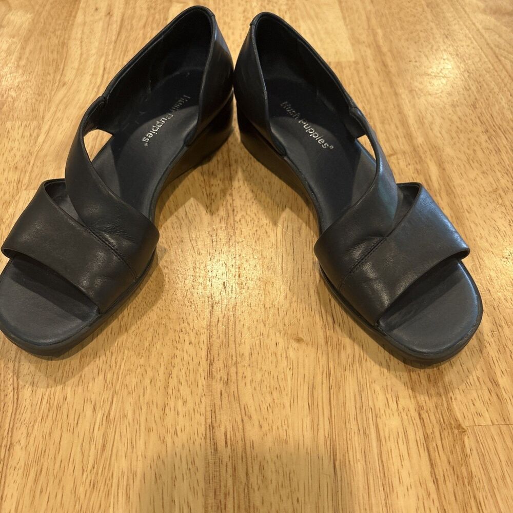 Hush Puppies Navy Leather Cross-Strap Sandals - Picture 4 of 10